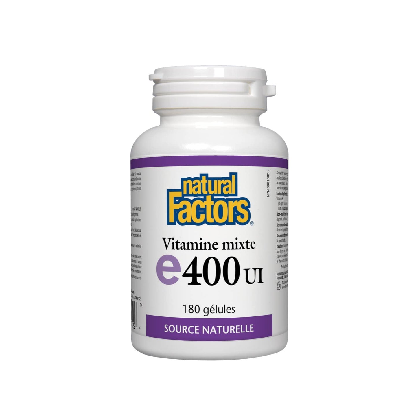 Natural Factors Mixed Vitamin E 400 IU Softgels 180