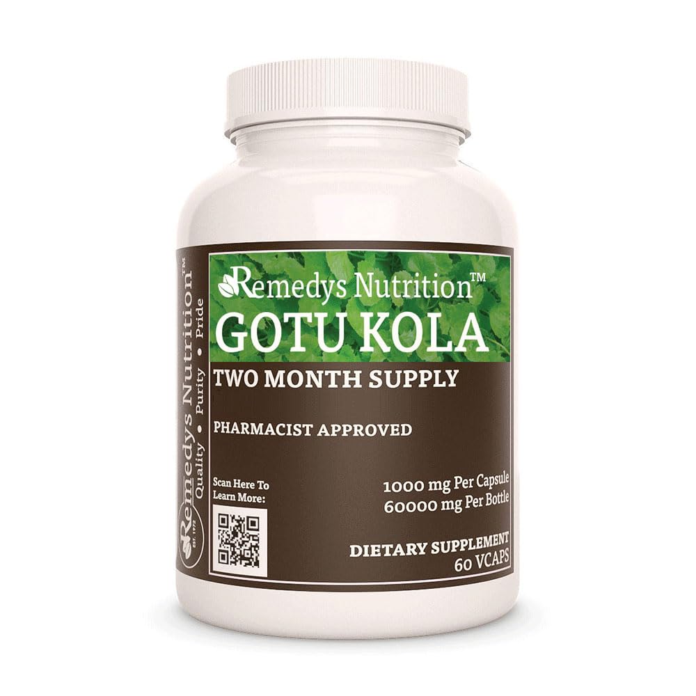 Remedy’s Nutrition Gotu Kola (Brahmi) 1,000 mg, 60 Vegan Capsules