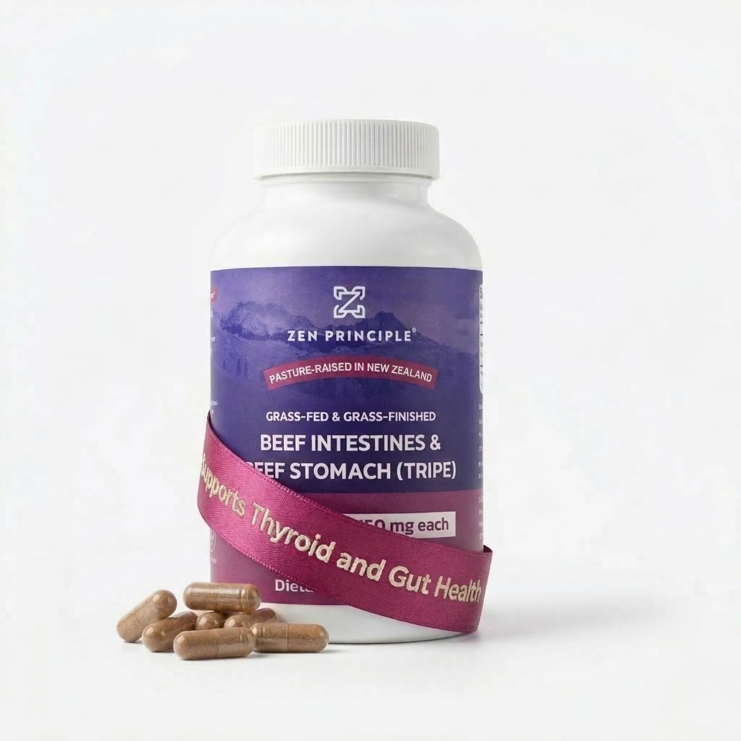 Zen Principle Grass Fed Beef Intestines with Stomach (Tripe) Supplement Capsules, 210 Count