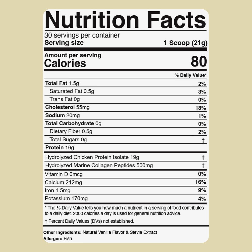 Divine Health Hydrolyzed Collagen Powder Vanilla Flavor, Type I, II, III Chicken & Marine Collagen, 22.2 oz