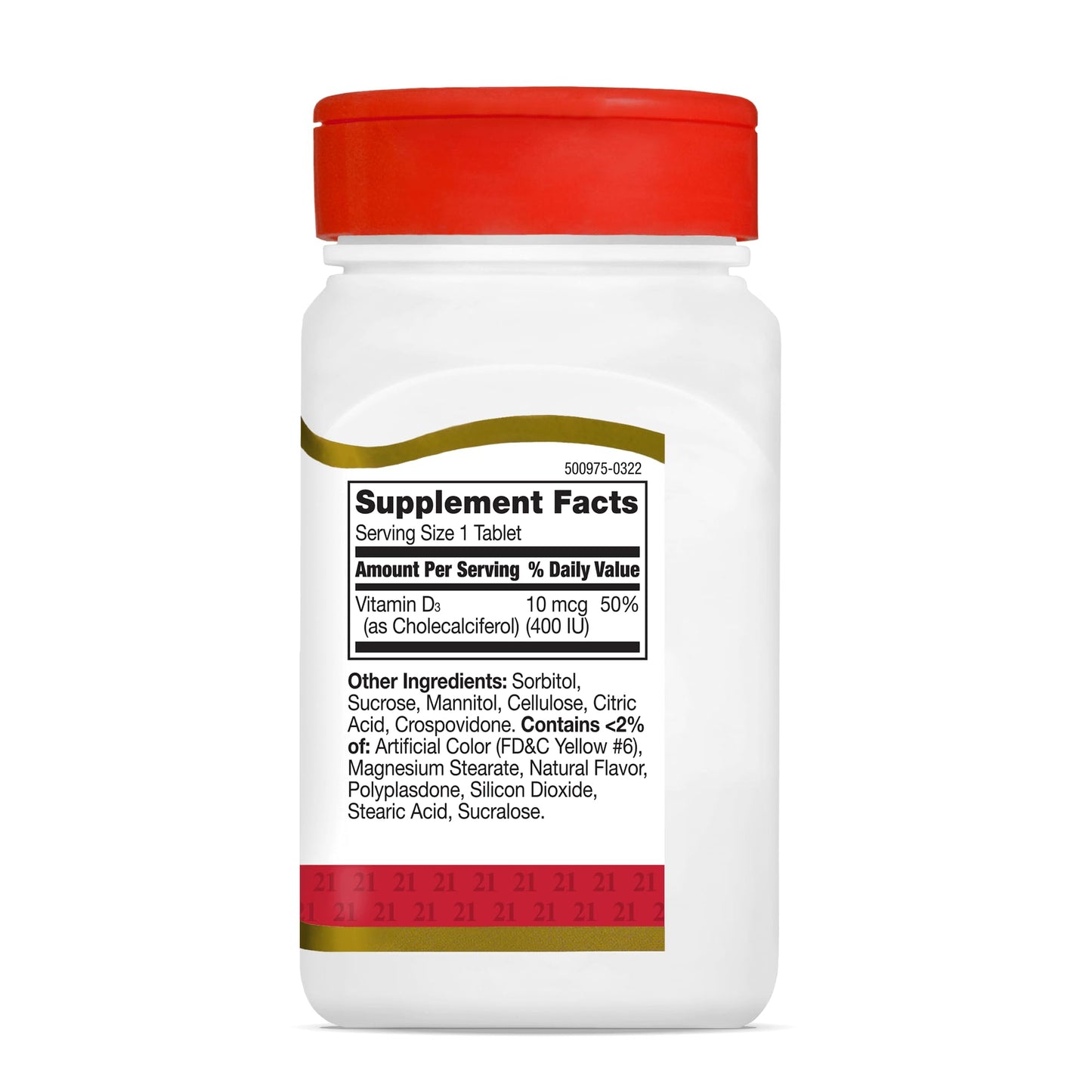 21st Century Vitamin D 400IU Orange Chewable Tablets, 220 Count