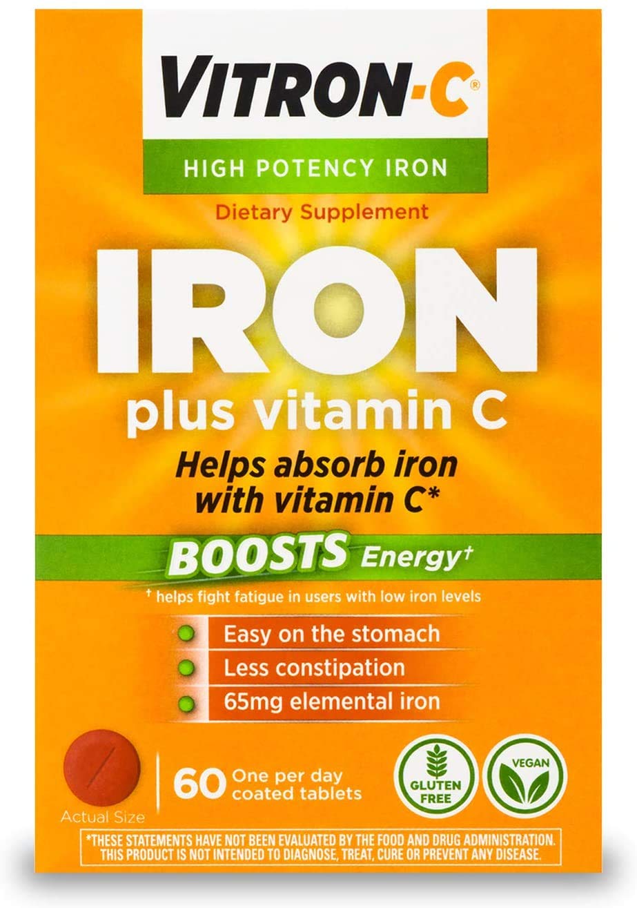 Vitron-C High Potency Iron Dietary Supplement – Iron Plus Vitamin C, 65 mg Elemental Iron, Tablet, 420 Tablets
