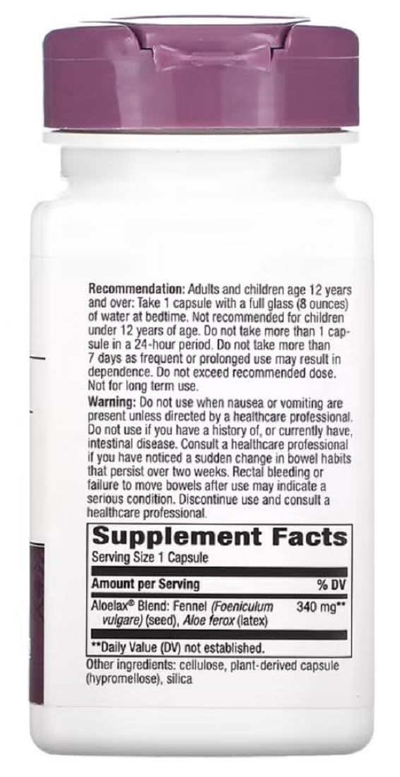 Nature's Way Aloelax with Fennel Seed Capsules, 200 Count