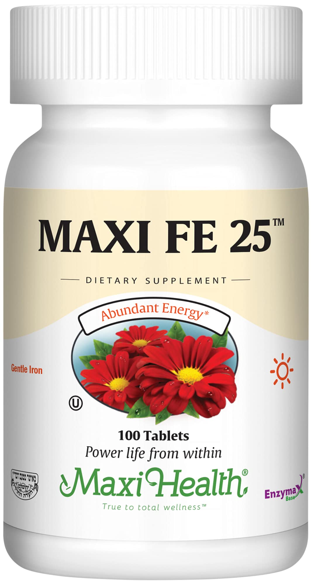 Maxi Health Gentle Iron 25 mg Iron Supplement for Women & Men Tablets, 1 Count
