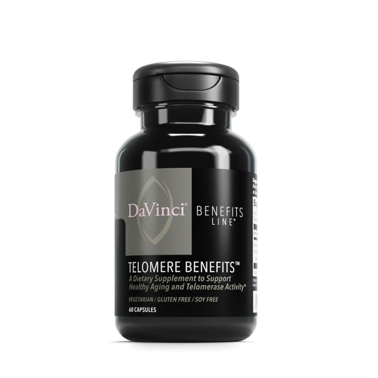 DAVINCI Telomere Benefits Dietary Supplement to Support Healthy Aging, Antioxidant Levels, Memory and Telomerase Activity* with Astragalus Root Extract - Gluten-Free - 60 Capsules