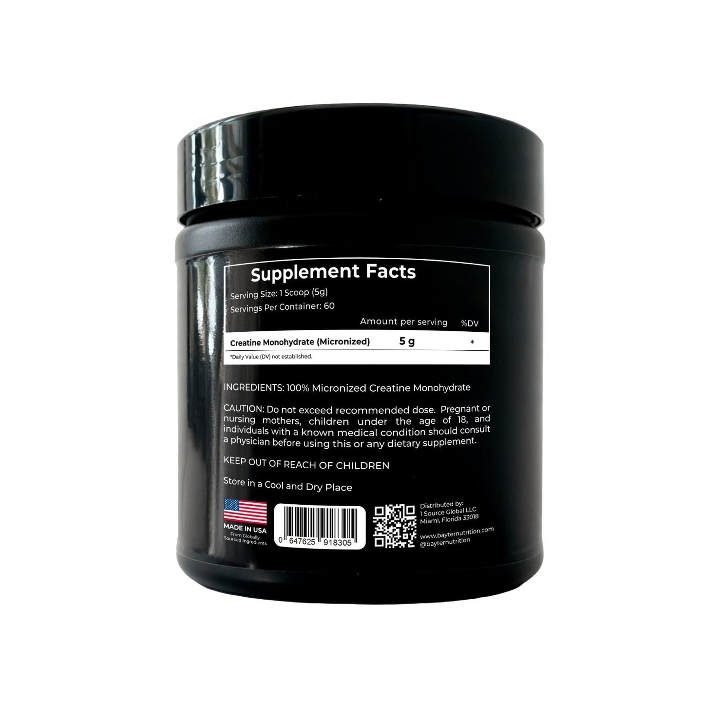 Bayter Nutrition Micronized Creatine Monohydrate Powder 60 Servings