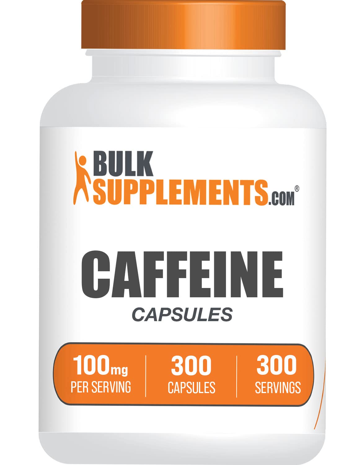 BulkSupplements Caffeine 100mg Capsules, 300 Capsules