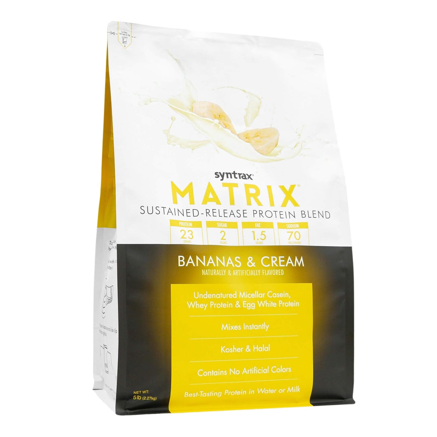 Syntrax Matrix Protein Powder Sustained-Release Protein Blend with RBST-Free Grass-Fed Whey, Micellar Casein & Egg White Protein, Bananas & Cream Flavor, 80 Servings