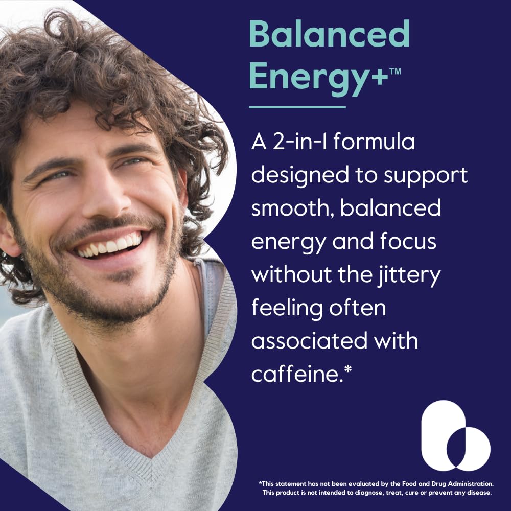 BESTVITE Balance Energy + with L-Theanine & Caffeine, 60 Veg Capsules