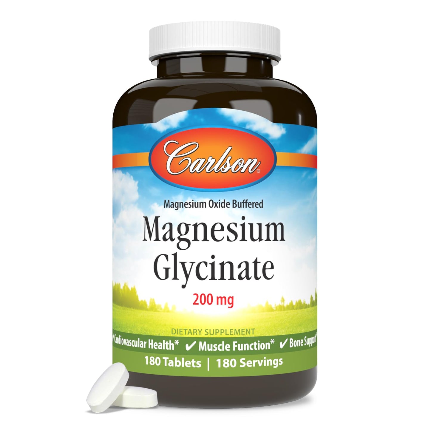 Carlson Buffered Magnesium Glycinate 200 mg Tablet 180 Count