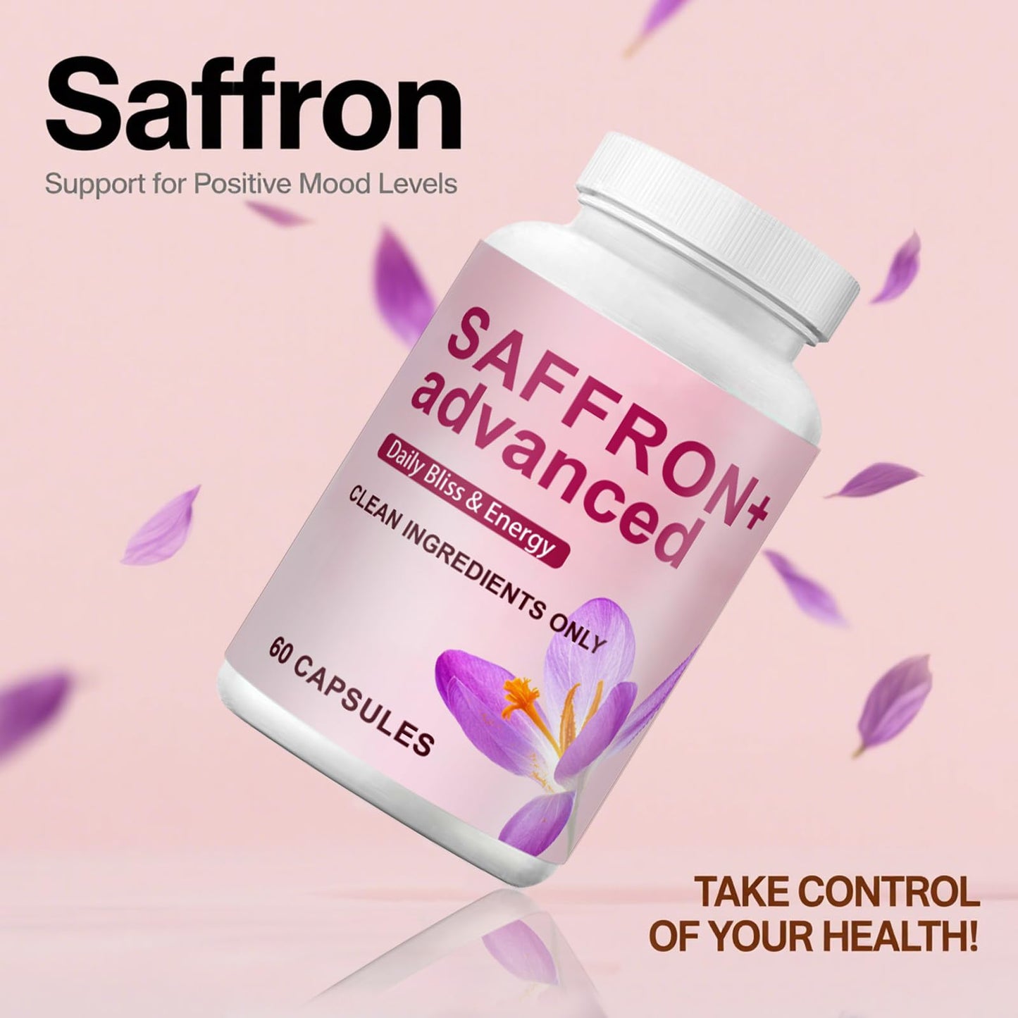 COLEPSW Saffro Supplements 10-in-1 with Saffron Extract, Vitamin C, Magnesium, Turmeric, & KSM-66 Ashwagandha Capsules, 60 Count