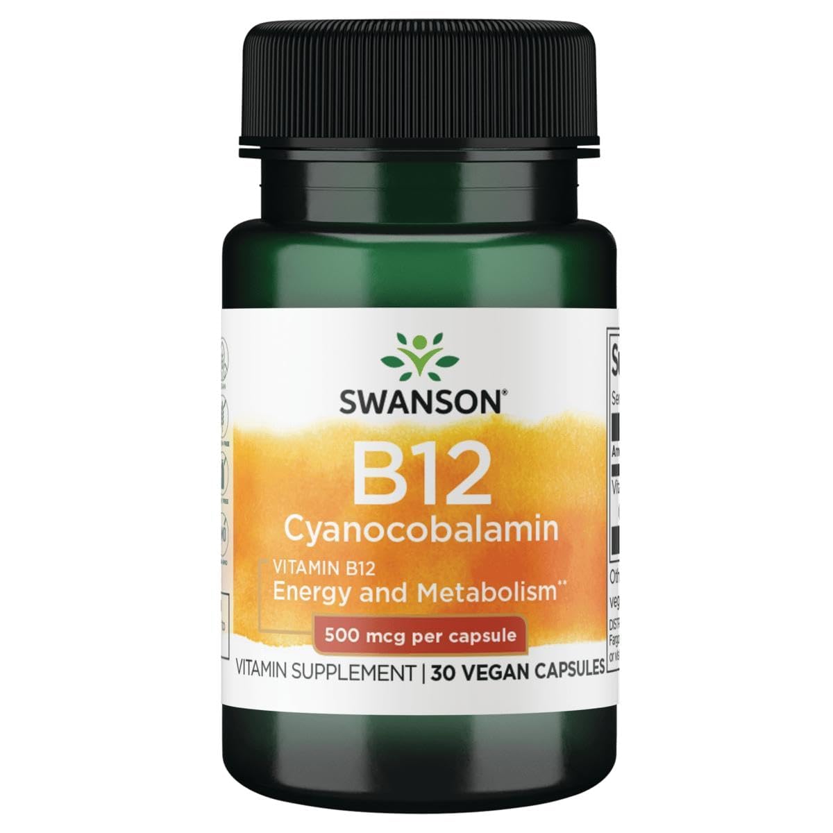 Swanson Vitamin B-12 500 mcg Capsule, 30 Count