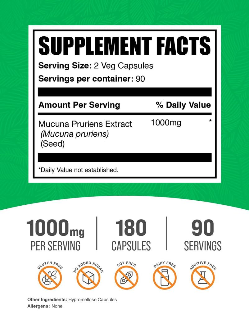 BulkSupplements Mucuna Pruriens Capsules 180 Count