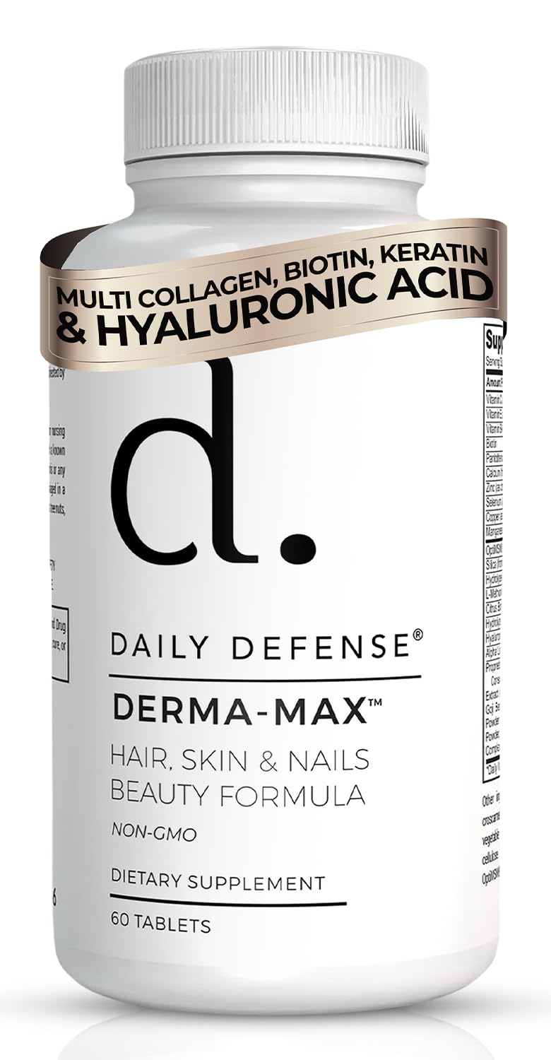 Daily Defense Collagen Supplements for Women - Hair Skin and Nails, 60 Tablets