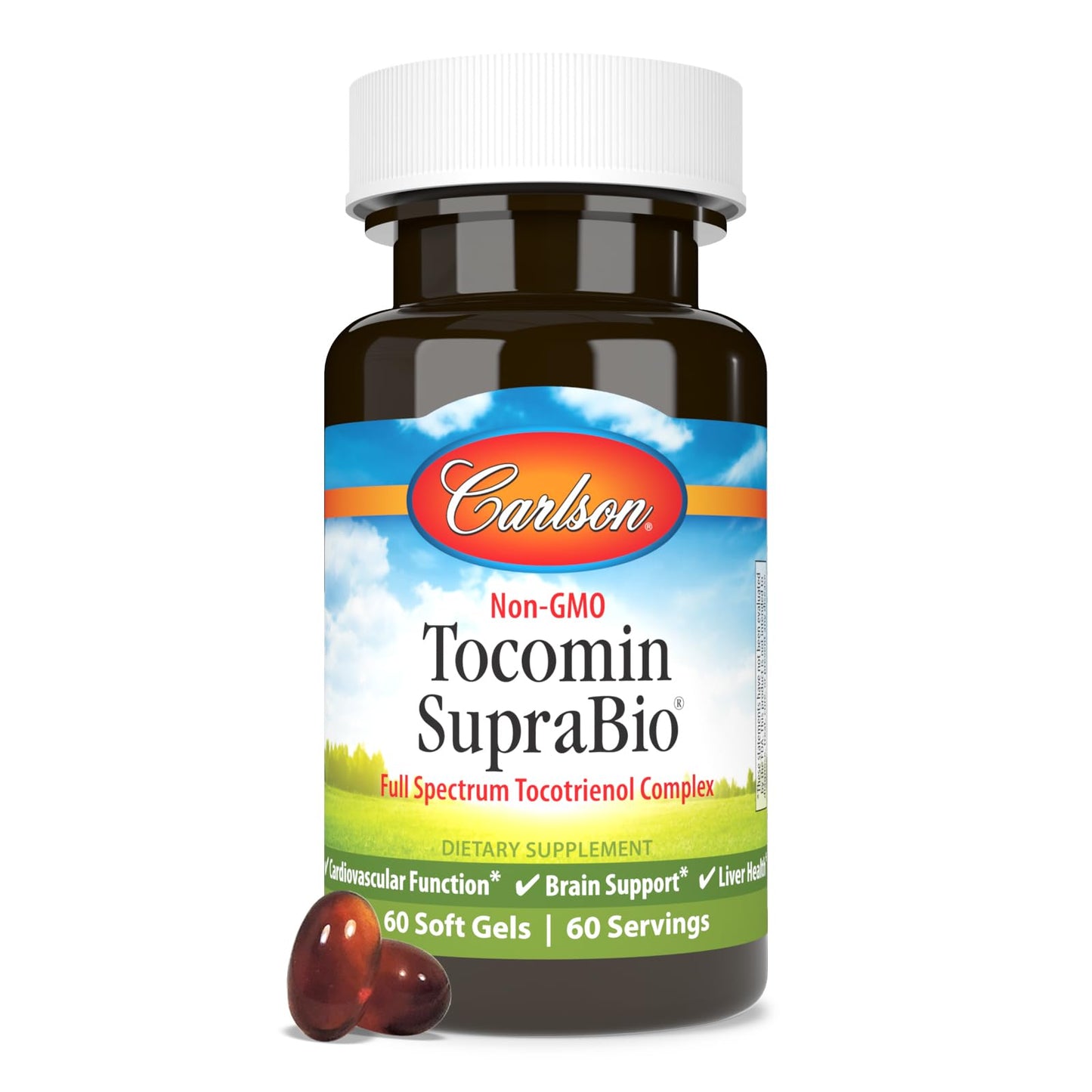 Carlson Tocomin SupraBio Full Spectrum Tocotrienol Complex Non-GMO Tocotrienols Alpha Beta Gamma Delta Softgels, 60