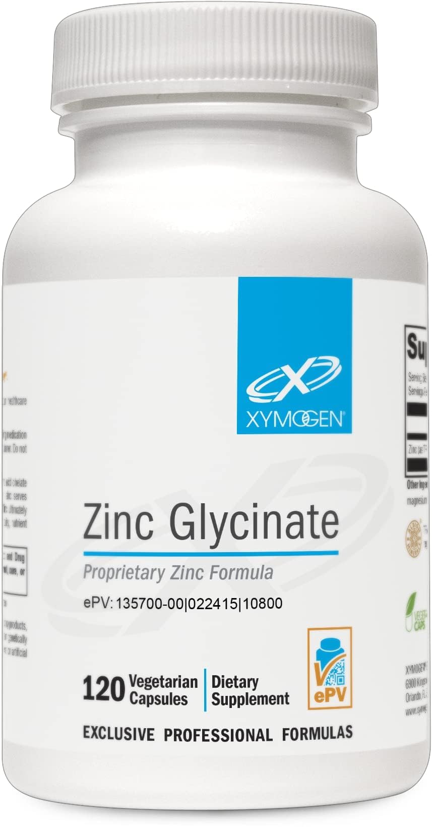 XYMOGEN Zinc Glycinate 20 mg Capsules, 120 Count
