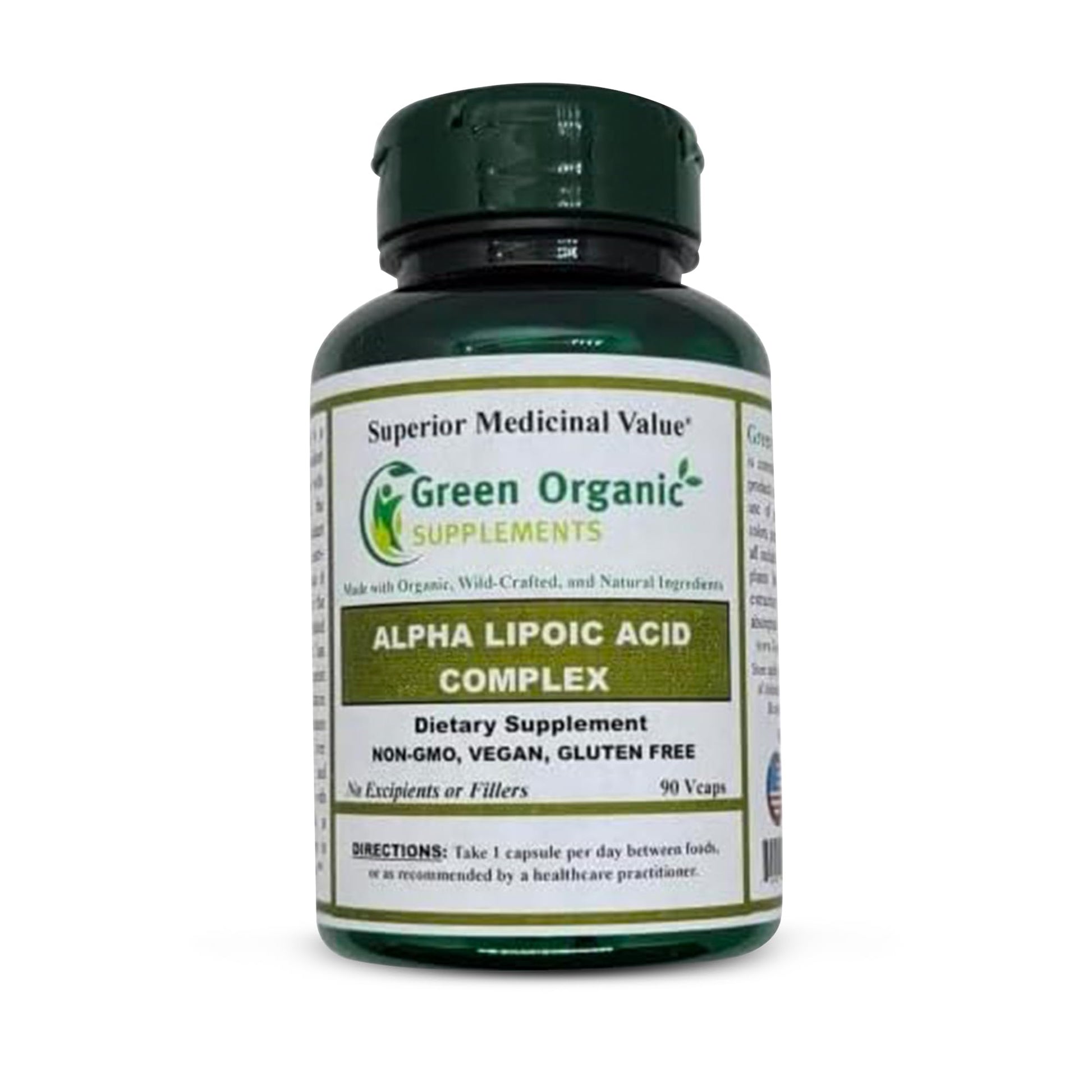 Green Organic Supplements Alpha Lipoic Acid Complex, ALA Capsules, 90 Count