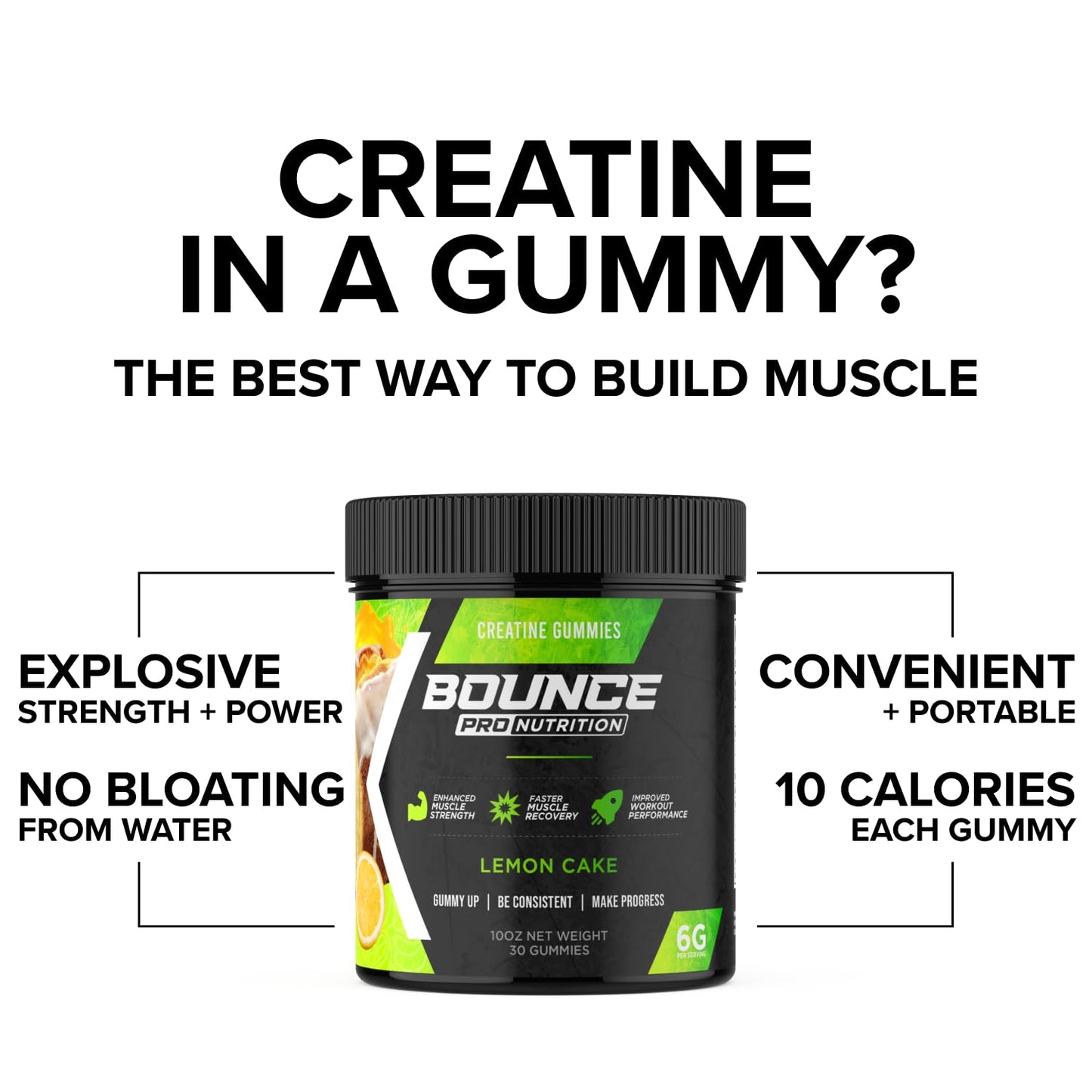 Bounce Pro Creatine Monohydrate Gummies, 30 Count