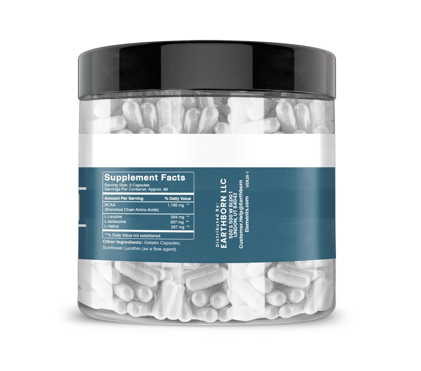 Earthborn Elements BCAA Capsules, 200 Capsules