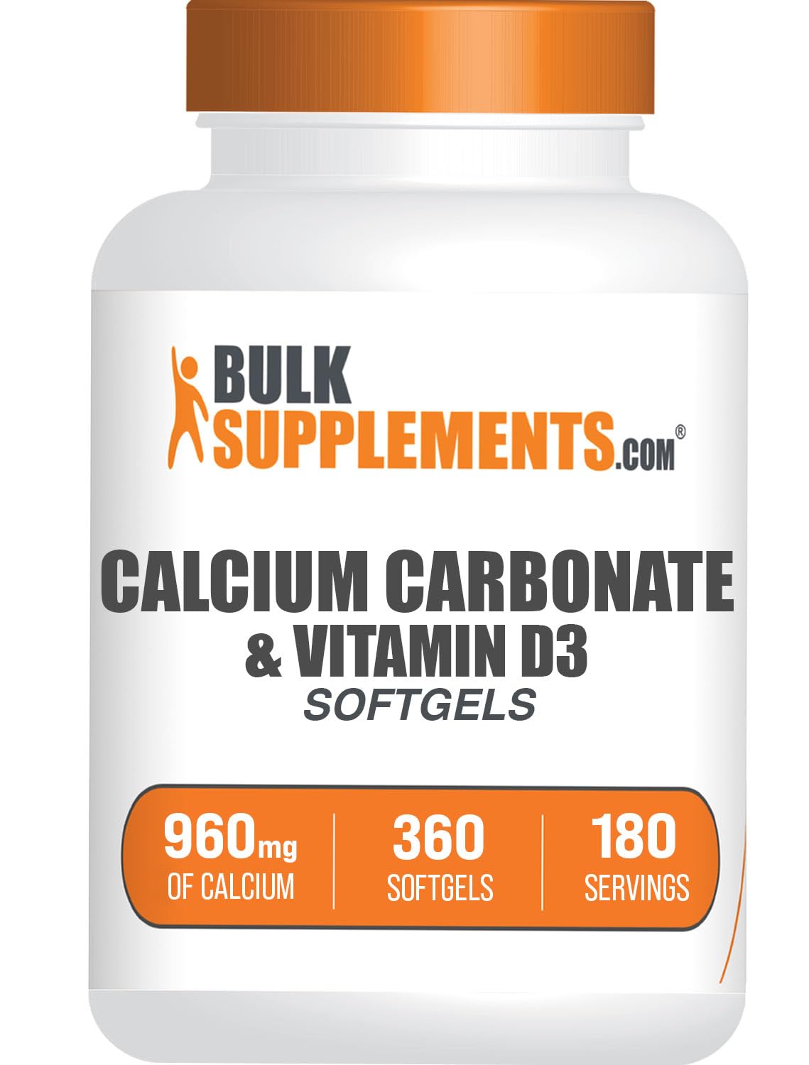BulkSupplements Calcium Carbonate & Vitamin D3 Softgels 360 Count