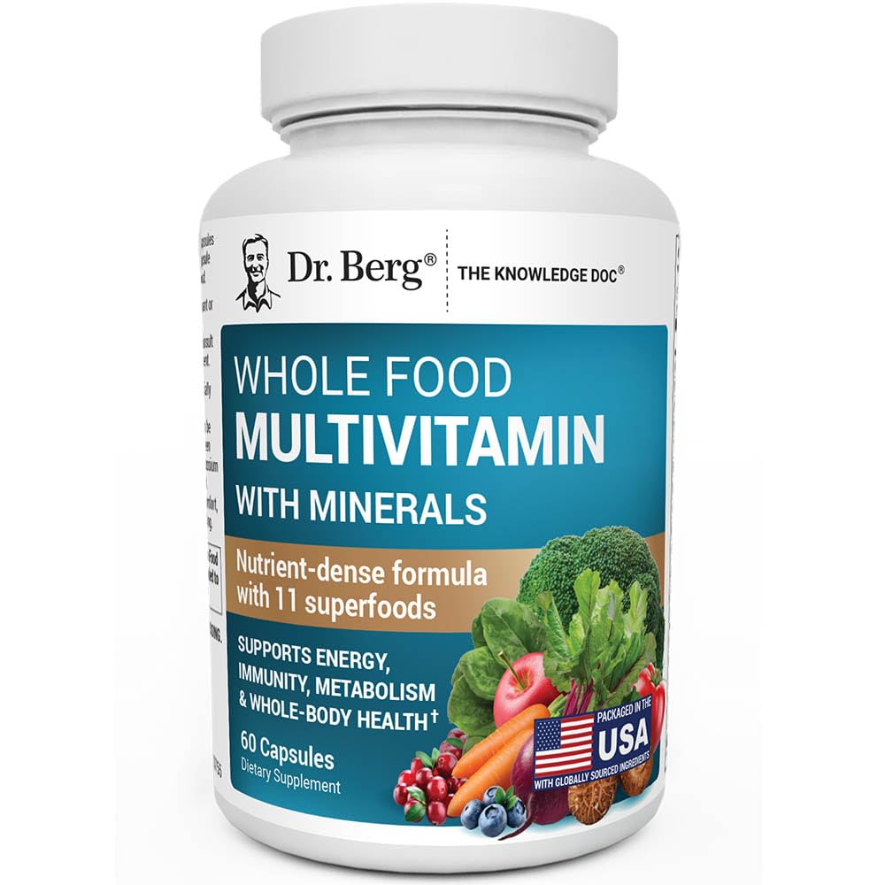 Dr. Berg Nutritionals Whole Food Multivitamin with Minerals Daily Multivitamin for Men and Women, 60 Capsules