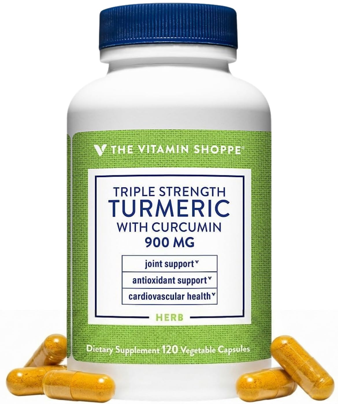 The Vitamin Shoppe Triple Strength Turmeric Supplement with Curcumin 900mg & BioPerine, Black Pepper Extract for Joint Mobility & Antioxidant Support, Vegetarian Capsules, 120 Capsules