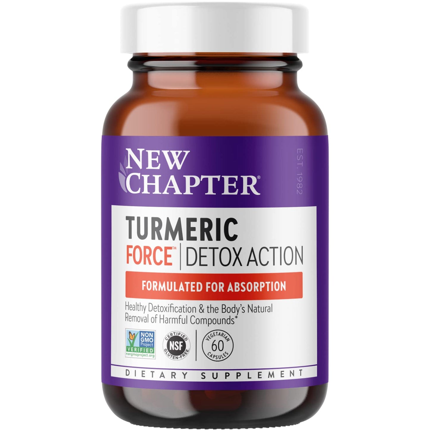 New Chapter Turmeric Supplement + Daily Detox Turmeric Force Detox Action with Green Tea + Ginger + No Black Pepper Needed + Non-GMO Ingredients Vegetarian Capsule, 60 Capsules