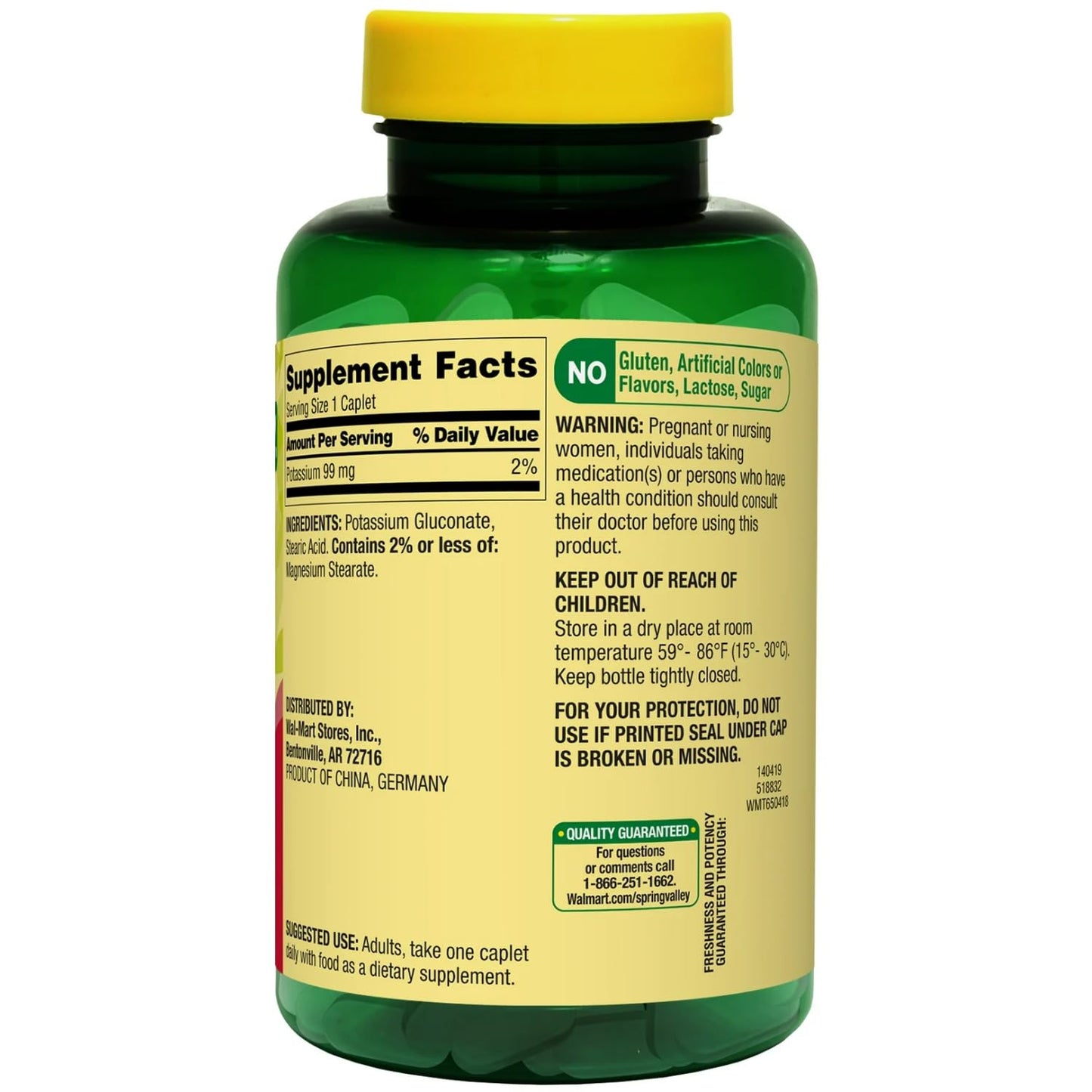 Generic Potassium Heart Health Supplement Caplets, 250 Count