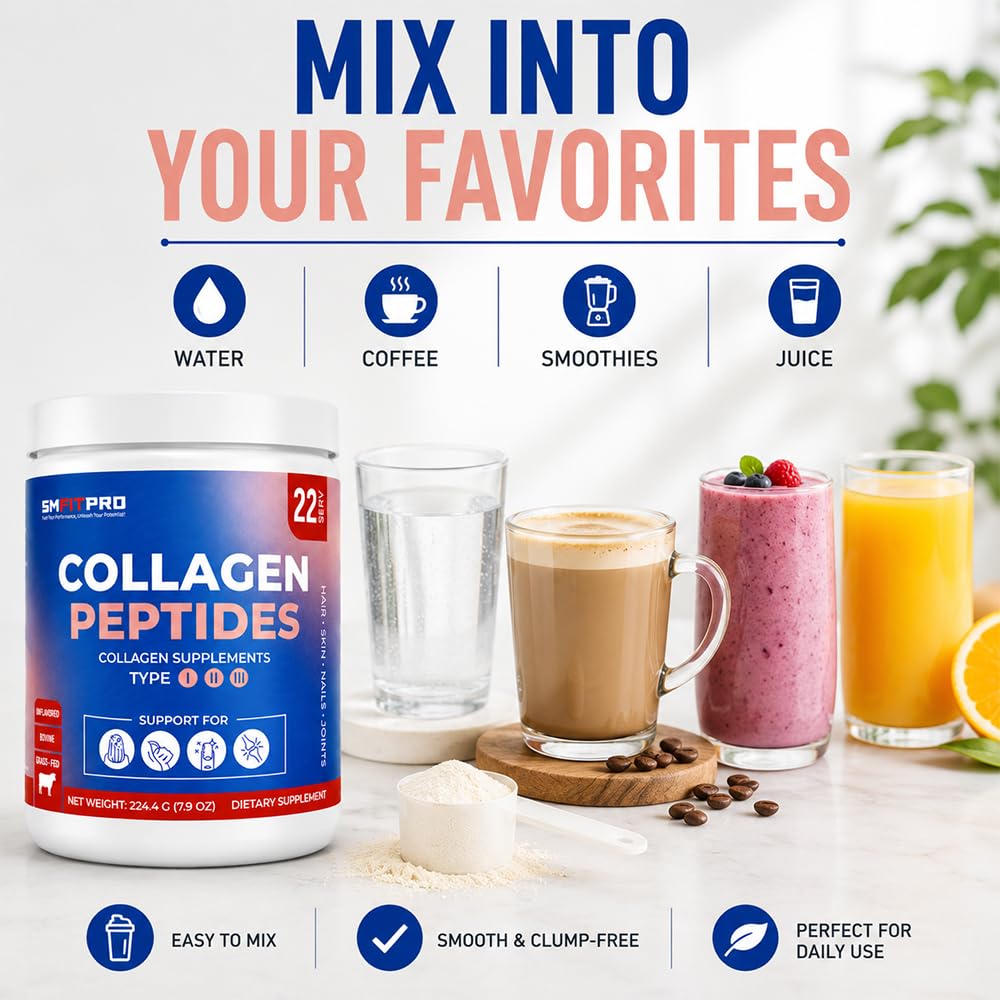 Sm Fit Pro Grass-Fed Unflavored Collagen Peptides Powder, 7.9 Ounce