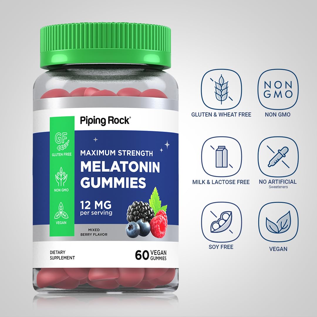 Piping Rock Melatonin Gummies 12mg Gummy 60 Count