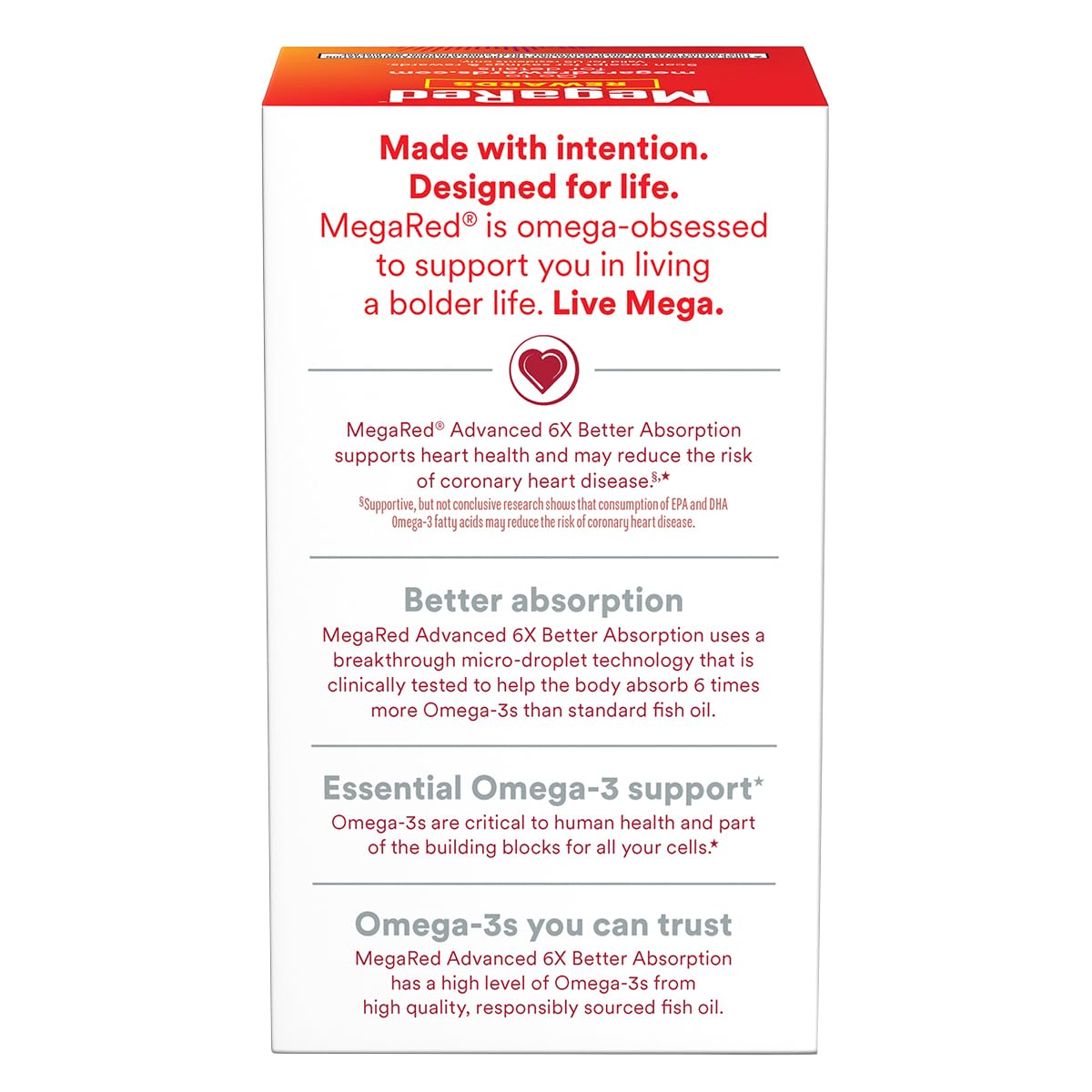 MegaRed Fish Oil 800mg Omega-3 Supplement with EPA & DHA 80 Softgels