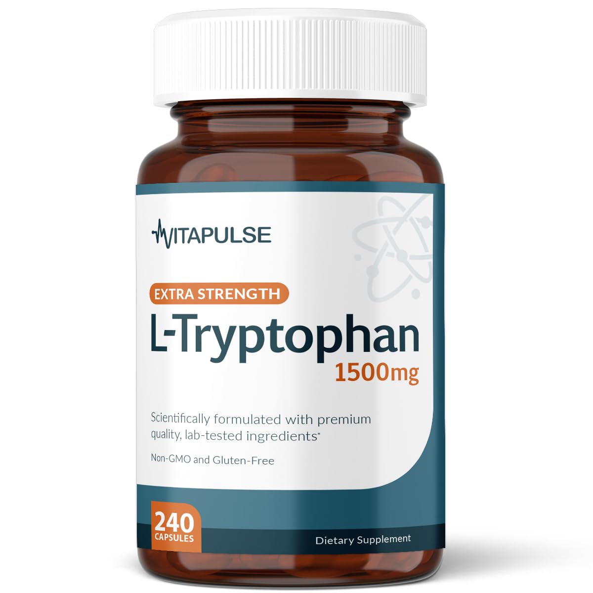 VitaPulse L-Tryptophan Supplement 1500mg, 240 Capsules