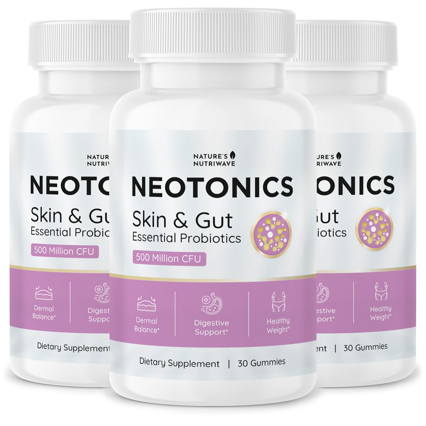 Nature’s NutriWave Neotonics Probiotic Gummy with Bacillus Coagulans, Prebiotic Inulin & Botanical Blend, 90 Gummies