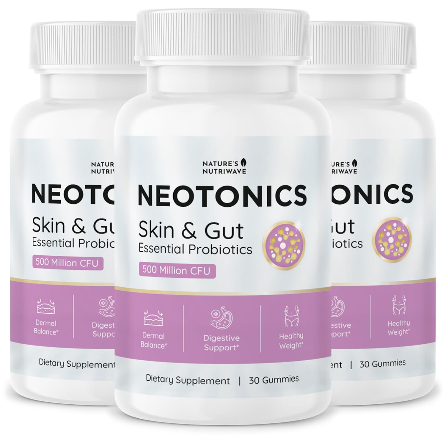 Nature’s NutriWave Neotonics Probiotic Gummy with Bacillus Coagulans, Prebiotic Inulin & Botanical Blend, 90 Gummies