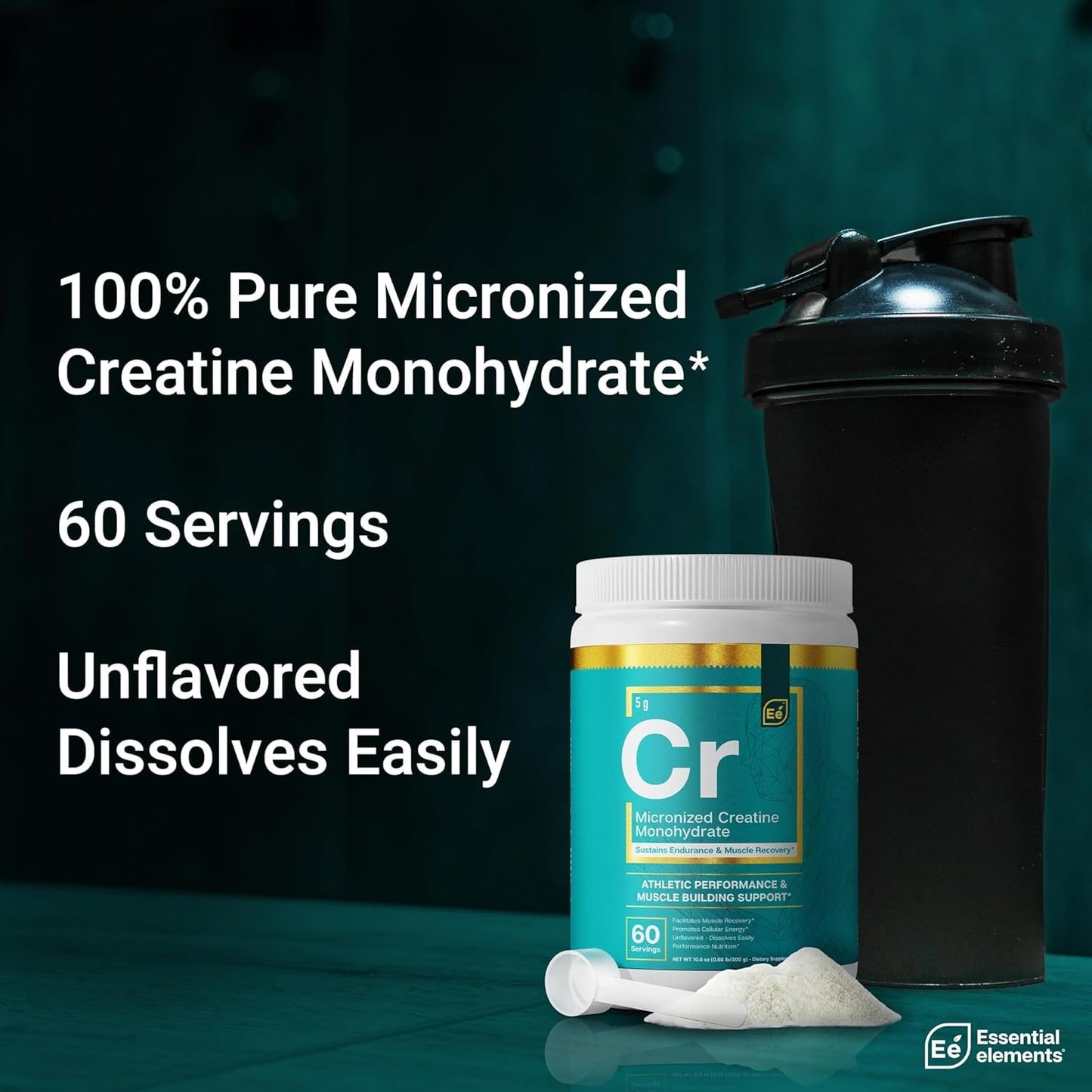 Essential Elements Micronized Creatine Monohydrate Powder 22 Servings