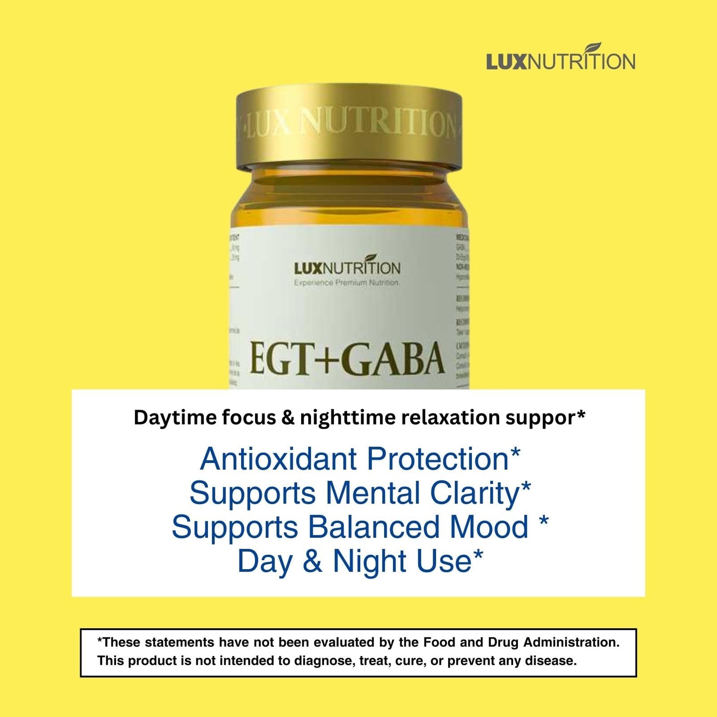 LUXNUTRITION EGT + GABA Supplement Capsules, 60 Count