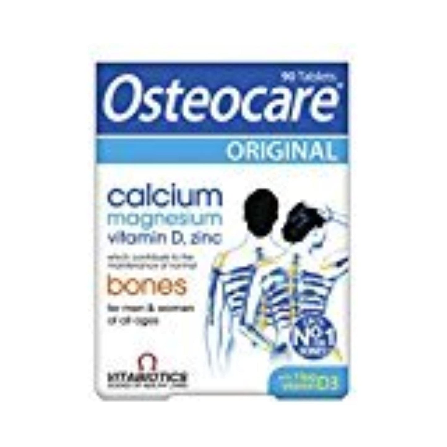 Osteocare Calcium 800mg with Vitamin D3, Magnesium, and Zinc - Bone Health and Immunity Multivitamin Supplement for Men and Women, 90 Capsules
