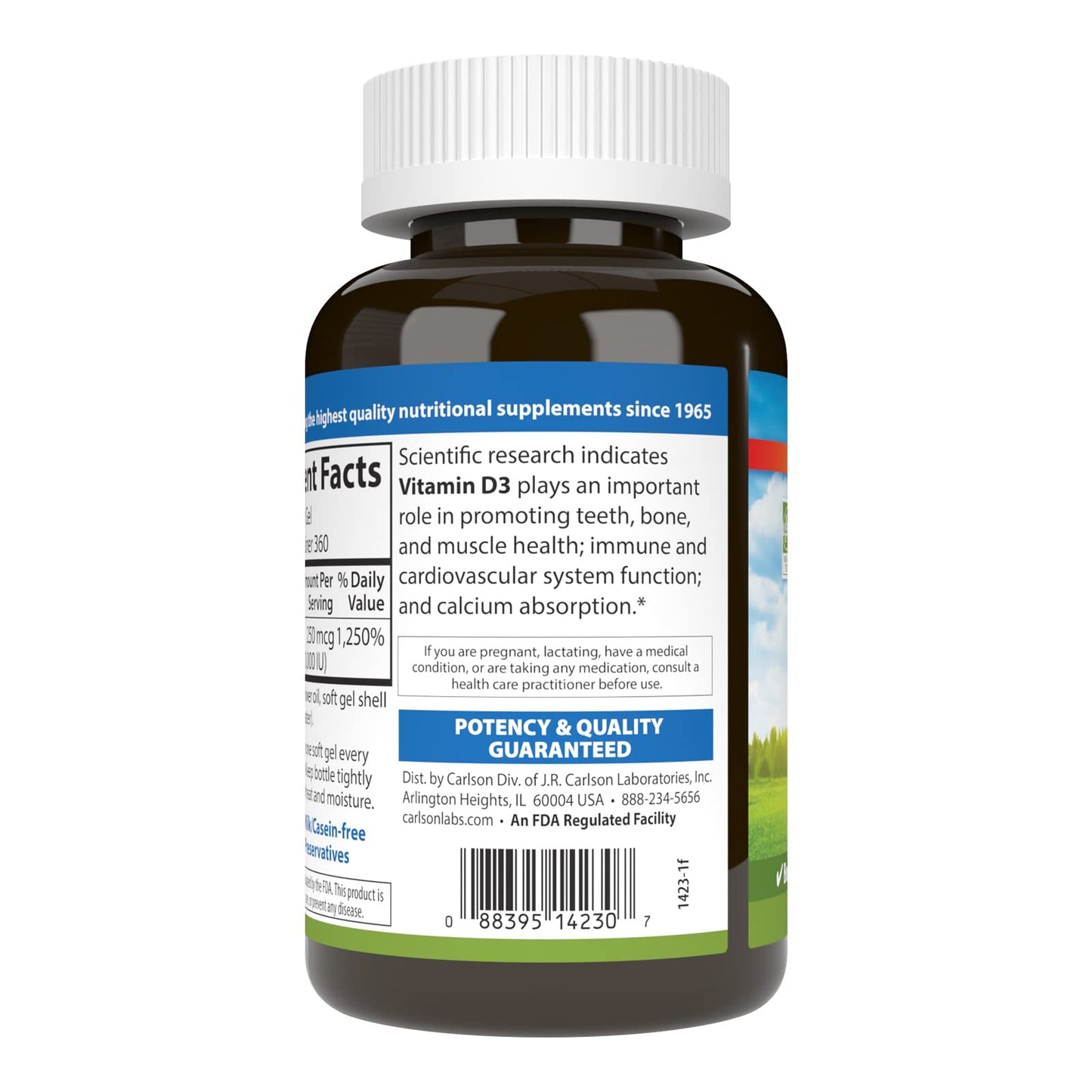Carlson Vitamin D3 10,000 IU (250 mcg), Cholecalciferol, Bone & Immune Health Soft Gels, 360 Count