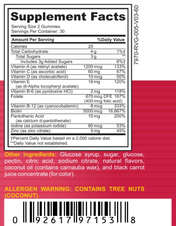 Bariatric Food Expert Hair Vitamin Gummies 60 Gummies