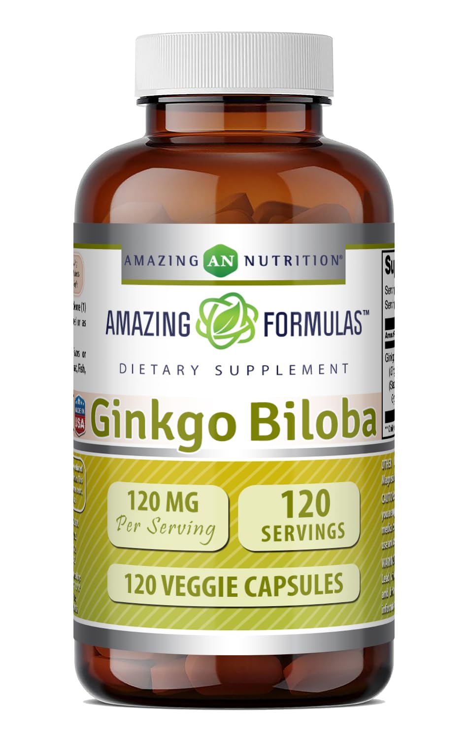 Amazing Nutrition Ginkgo Biloba 120 Mg Supplement Capsule, 120 Count