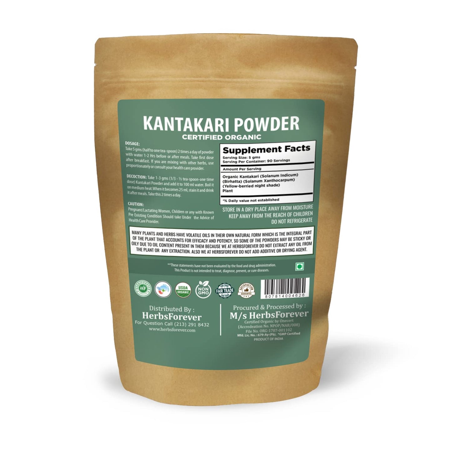 Herbsforever Kantakari Plant Powder 16 oz