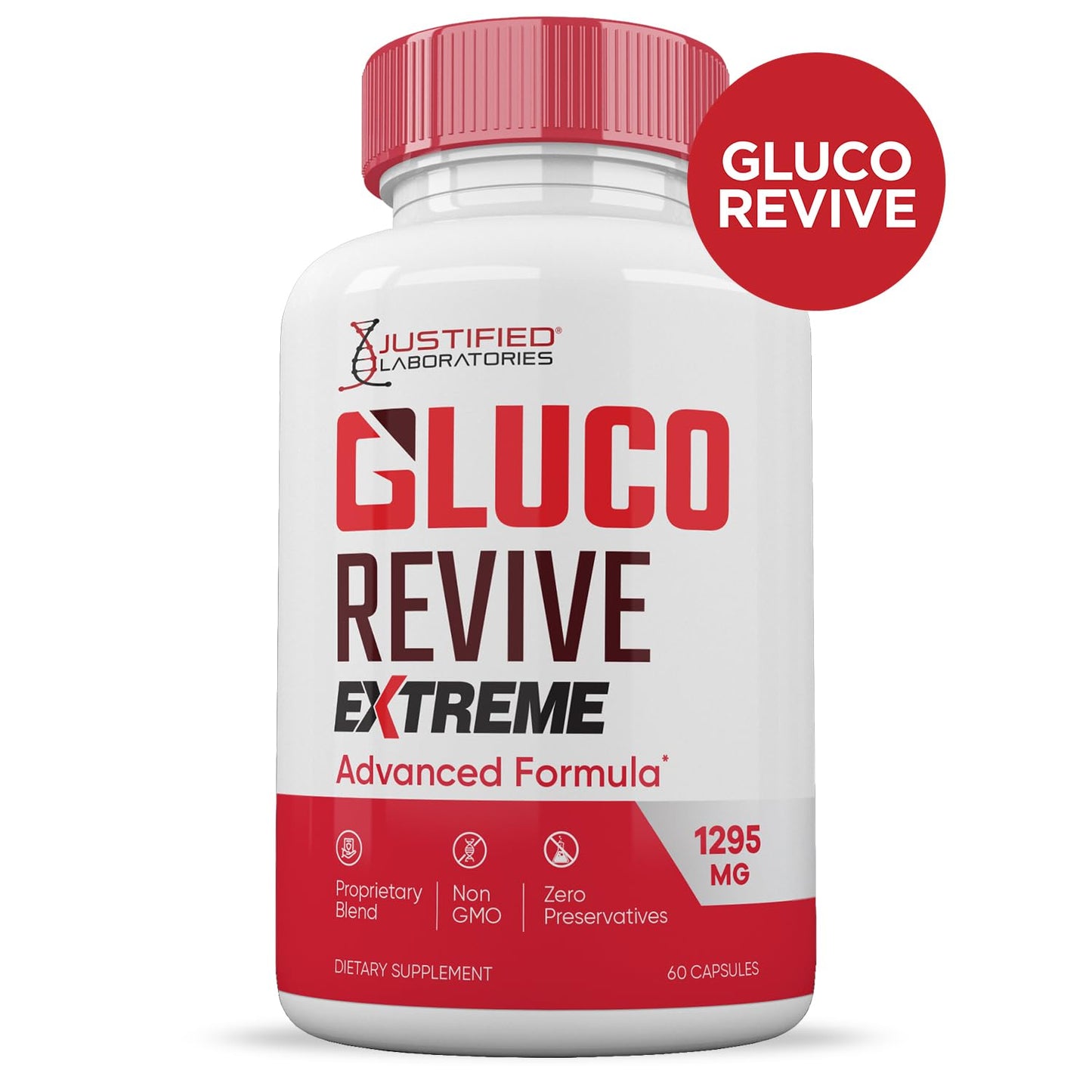 Justified Laboratories Gluco Revive Extreme 1295MG Glyco Support Advanced Formula 180 Capsules