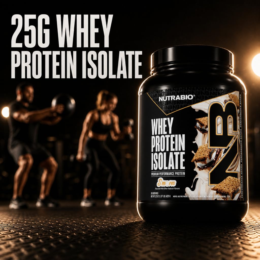 NutraBio 100% Whey Protein Isolate Protein Powder, S'Mores, 22 Servings