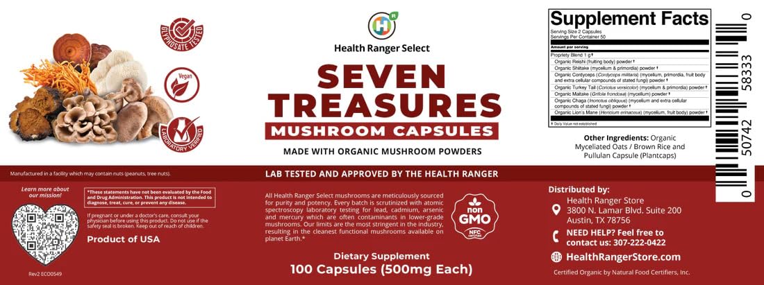 GROOVY BEE Seven Treasures Mushroom Capsules 100