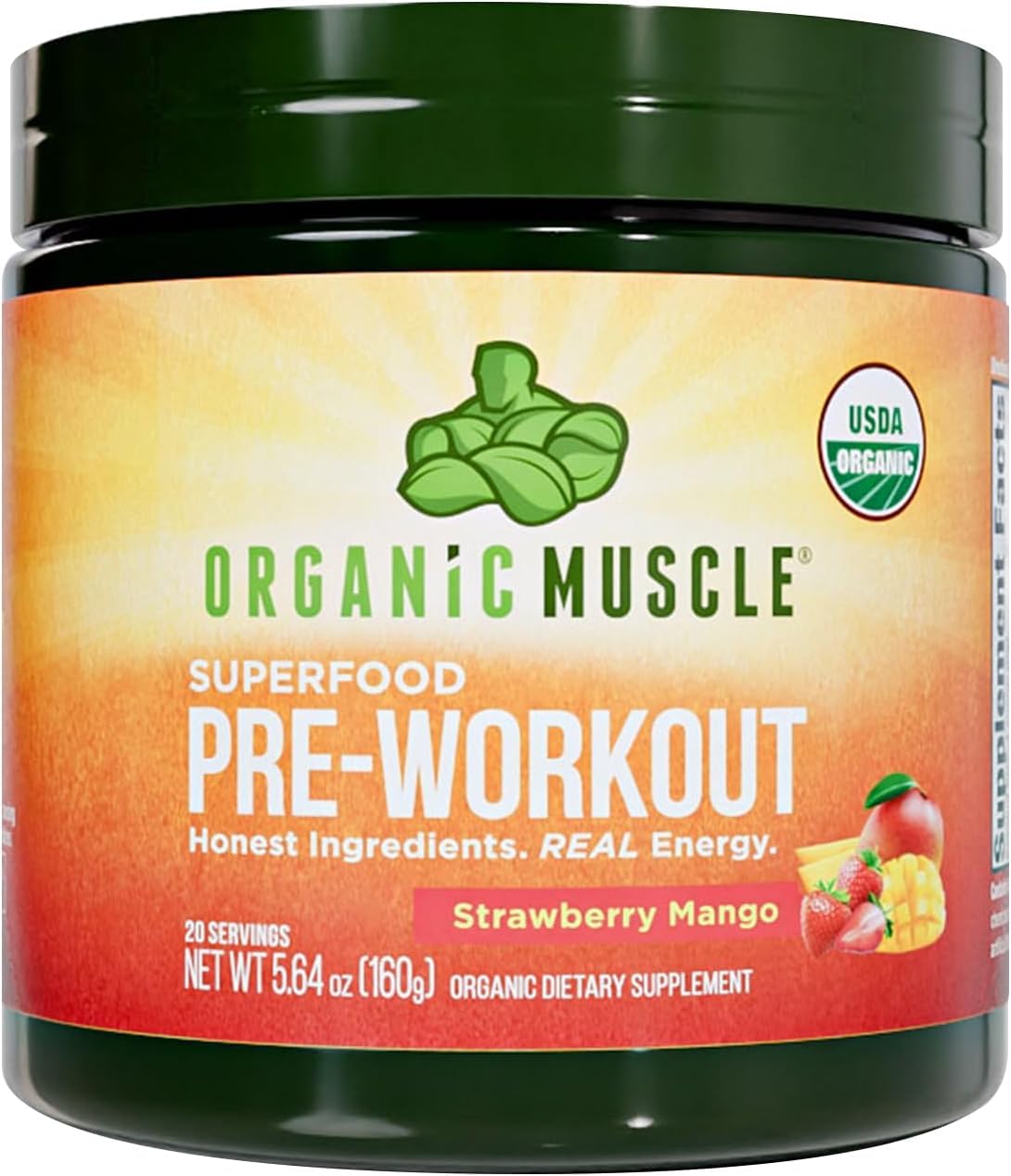 Organic Muscle Organic Pre Workout Powder Strawberry Mango 5.6 Ounce