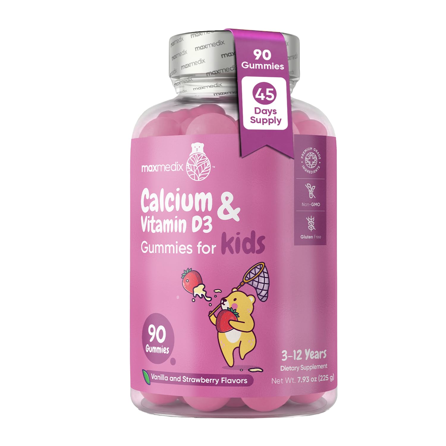 maxmedix Kids Calcium with Vitamin D3 Gummies, 90 Count