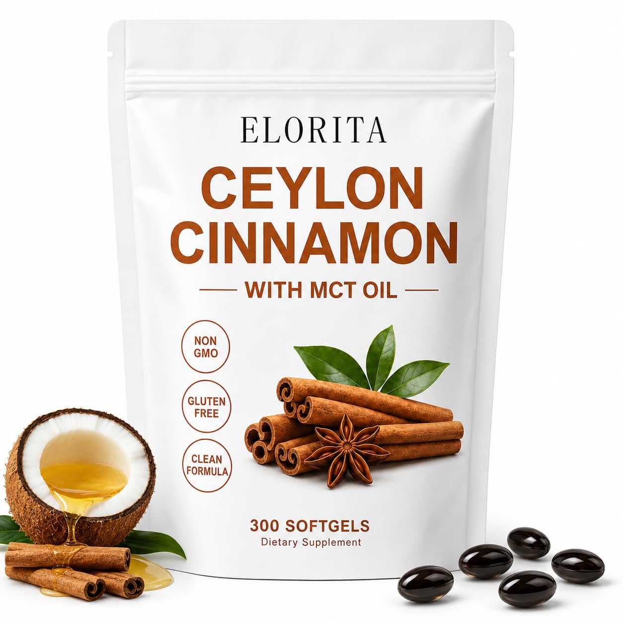 JointVance Elorita Ceylon Cinnamon Softgels with MCT Oil 300 Count