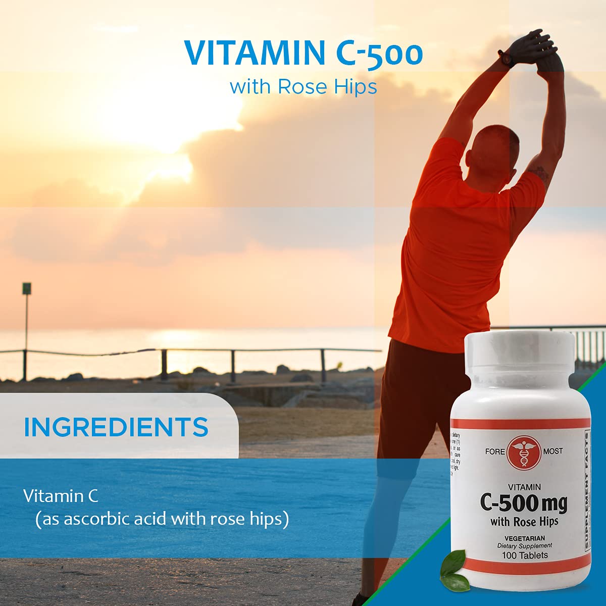 Holistic Health Vitamin C-500 with Rose HIPS 100 Tablets
