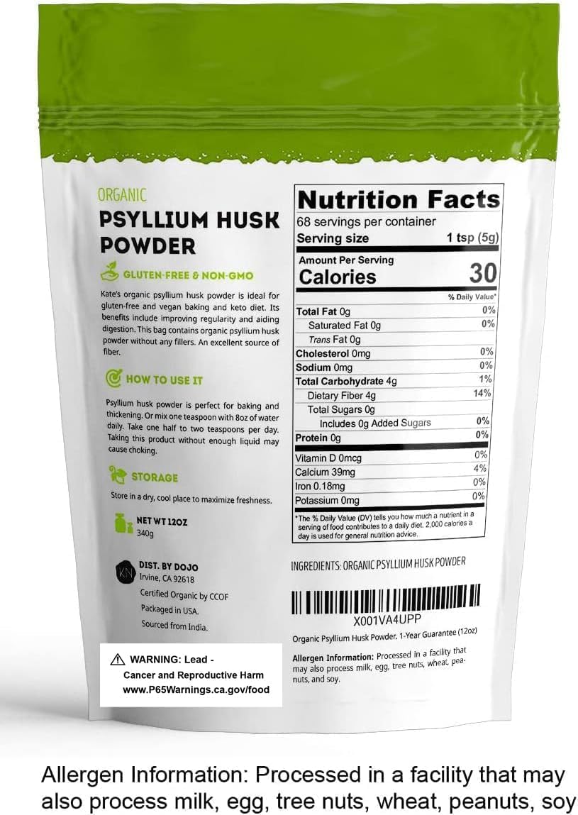 Kate Naturals Psyllium Husk Powder 12 oz