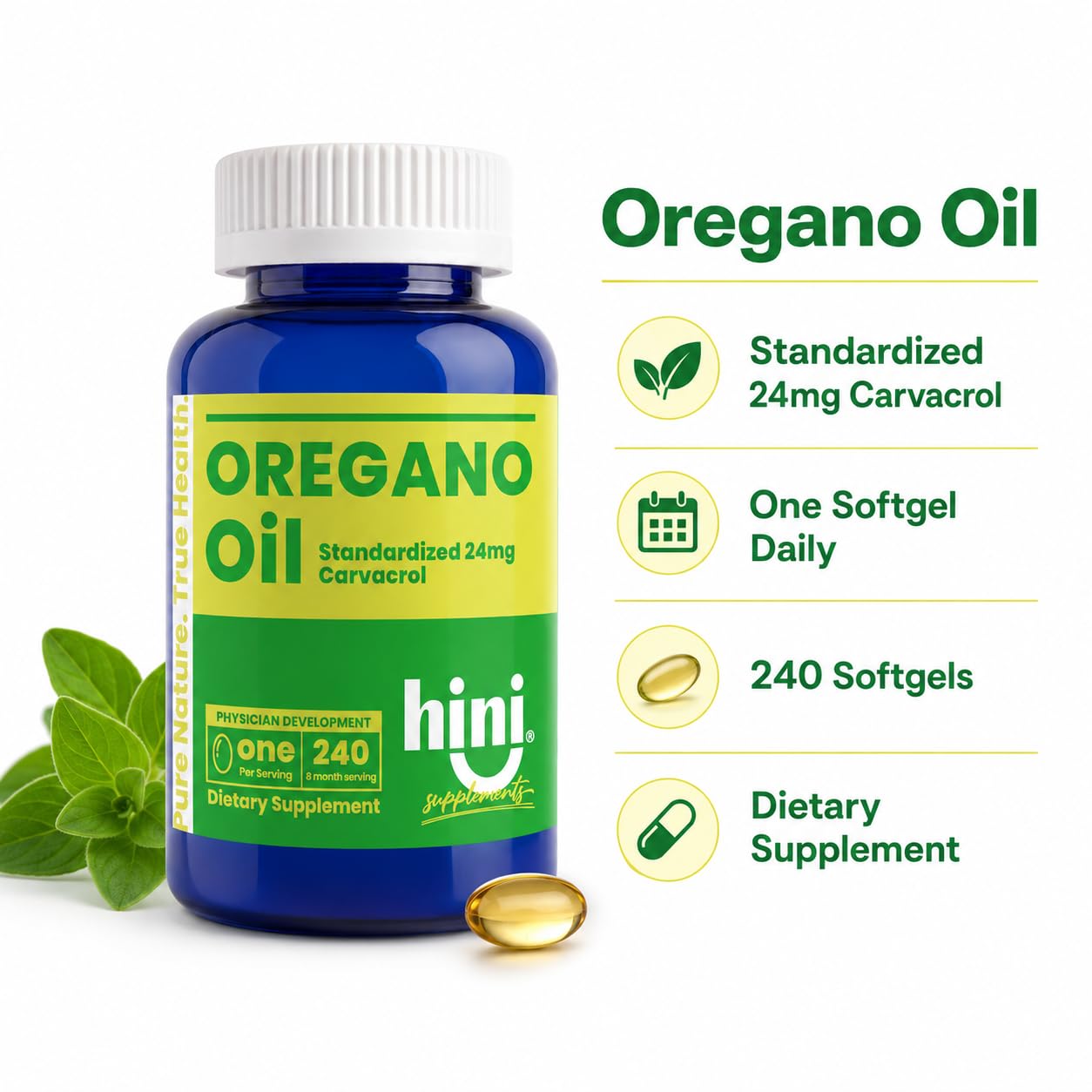 HINI Oregano Oil Softgels 240 Count